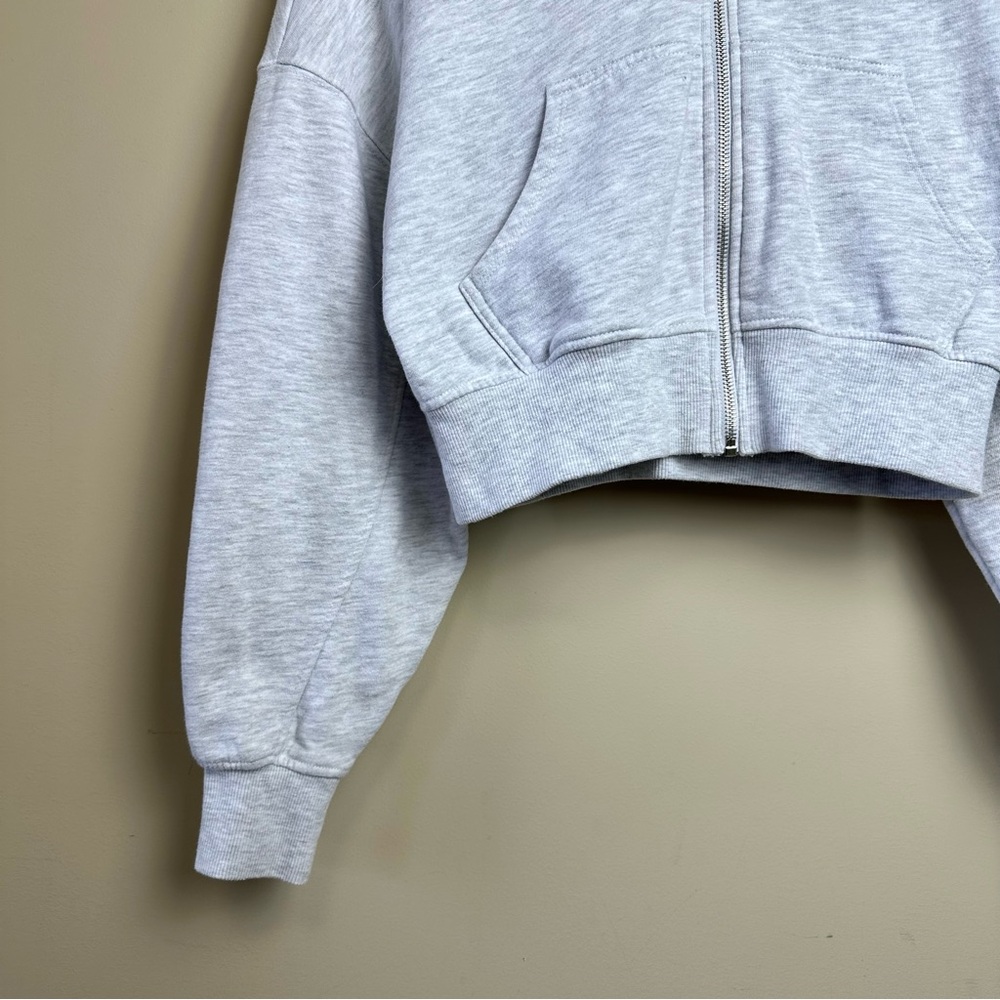 Garage Light Grey Cropped Zip Up Hoodie - Picture 3 of 6
